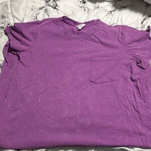 Ladies Acid Wash Purple T-Shirt Dress with Slit